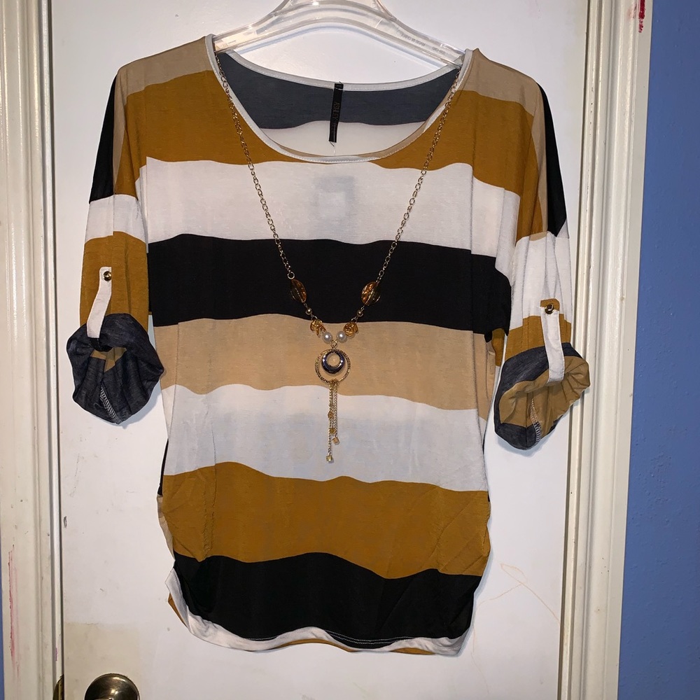 3/4 Sleeve Striped Blouse